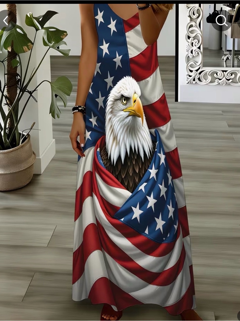 Patriotic Eagle Flag Maxi Dress - Red White Blue